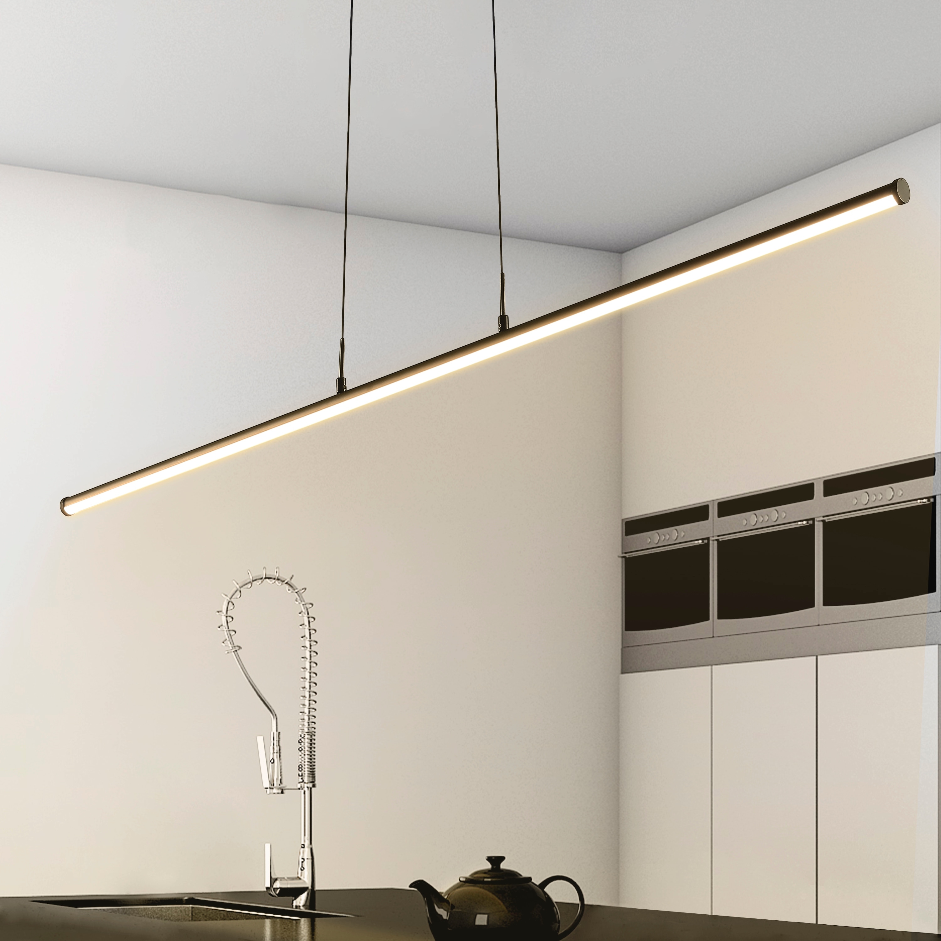 Industrial 6-Light Acrylic Adjustable Dimmable Linear Pendant Light ...